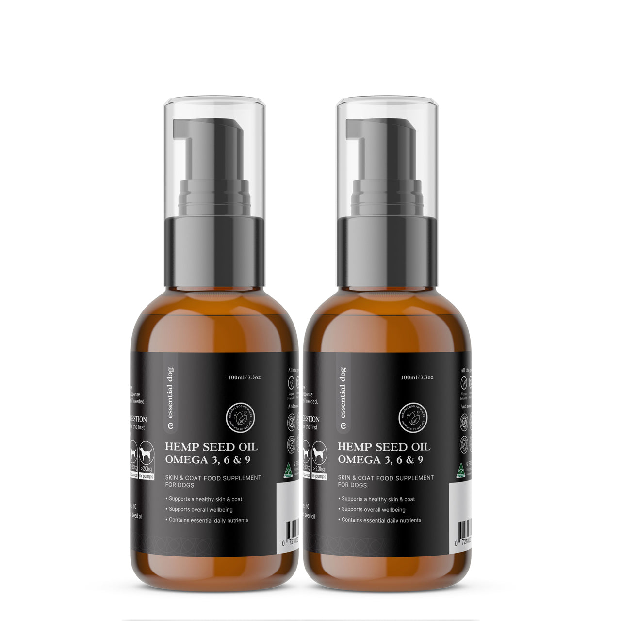 2 x 100ml Raw Hemp Seed Oil Food Supplement for Dogs Pet Care > Pet Food > Dog Food Essential Dog