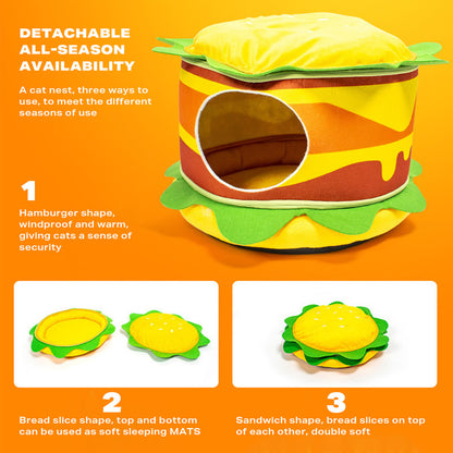 Washable Hamburger Pet Cat Dogs Bed Pet Care > Cat Supplies > Cat Furniture Woofy and Whiskers