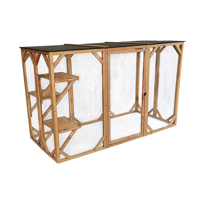 180cm Large Cat Enclosure Wooden Outdoor Cage with 3 Platforms Pet Care > Cleaning & Maintenance > Pet Grooming Supplies YES4PETS