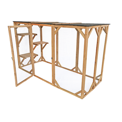 180cm Large Cat Enclosure Wooden Outdoor Cage with 3 Platforms Pet Care > Cleaning & Maintenance > Pet Grooming Supplies YES4PETS