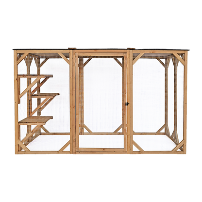 180cm Large Cat Enclosure Wooden Outdoor Cage with 3 Platforms Pet Care > Cleaning & Maintenance > Pet Grooming Supplies YES4PETS