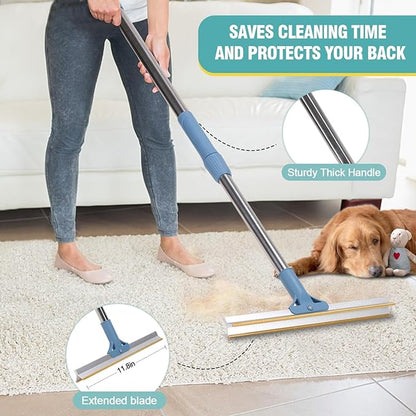Pet Hair Remover Floor Squeegee with Extendable Handle ,Effective Fur and Hair Sweeper for Hard Floors Pet Care > Cleaning & Maintenance > Pet Cleaning Supplies Woofy and Whiskers