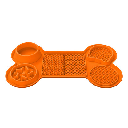 Orange Silicone Pet Licking Mat Slow Feeder Pad with Strong Suction and Foldable Design, Heat Resistant -40°C to 240°C, for Dogs and Cats Pet Care > Dog Supplies > Dog Bowls, Feeders & Waterers Woofy and Whiskers