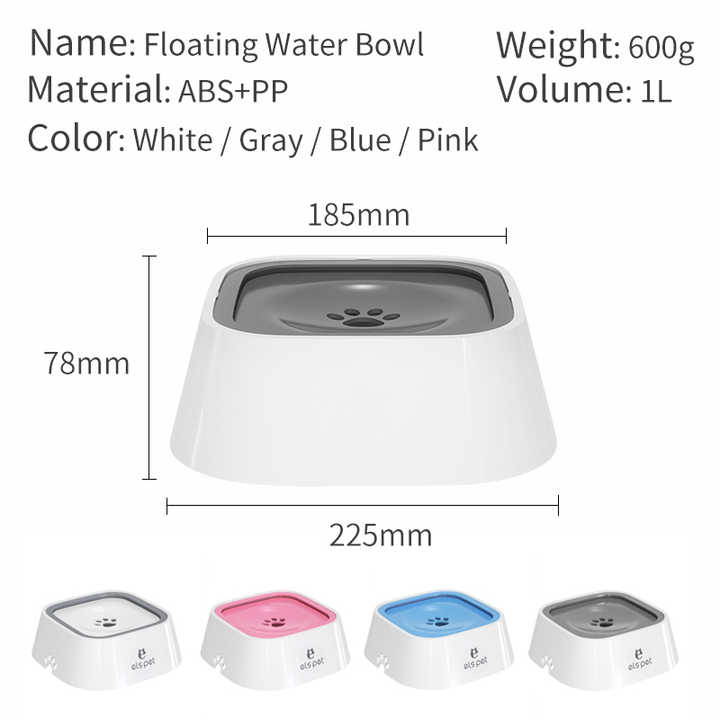 Blue Anti-Spill Floating Pet Water Bowl for Dogs and Cats - 1L Capacity, Splash-Proof and Anti-Wet Mouth Design Pet Care > Dog Supplies > Dog Bowls, Feeders & Waterers Woofy and Whiskers