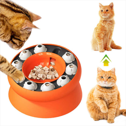 Orange Interactive Slow Feeder Cat Bowl - 15° Tilt Design, Puzzle Feeder for Healthy Eating Pet Care > Cat Supplies > Cat Bowls, Feeders & Waterers Woofy and Whiskers