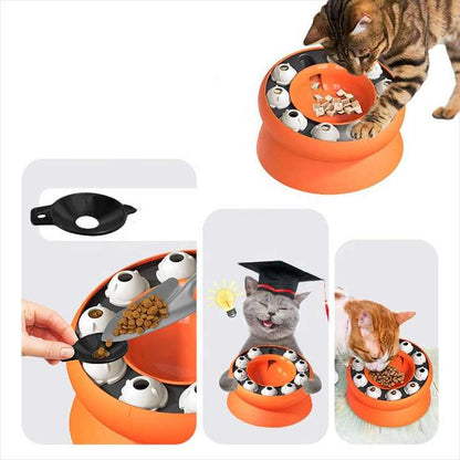 Orange Interactive Slow Feeder Cat Bowl - 15° Tilt Design, Puzzle Feeder for Healthy Eating Pet Care > Cat Supplies > Cat Bowls, Feeders & Waterers Woofy and Whiskers