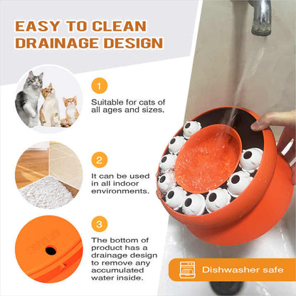 Orange Interactive Slow Feeder Cat Bowl - 15° Tilt Design, Puzzle Feeder for Healthy Eating Pet Care > Cat Supplies > Cat Bowls, Feeders & Waterers Woofy and Whiskers