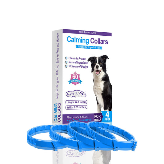 Blue Calming Collars for Dogs - Natural Stress Relief, Adjustable, 4 Pack Pet Care > Dog Supplies > Dog Collars, Leads & Harnesses Woofy and Whiskers