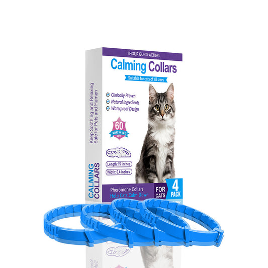 Blue Calming Collars for Cats - Natural Anxiety Relief, Adjustable, 4 Pack Pet Care > Cleaning & Maintenance > Pet Medical Collars Woofy and Whiskers