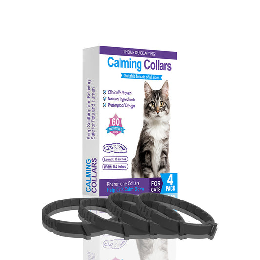 Black Calming Collars for Cats - Natural Anxiety Relief, Adjustable, 4 Pack Pet Care > Cleaning & Maintenance > Pet Medical Collars Woofy and Whiskers