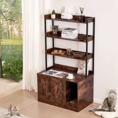 VEVOR Cat Litter Box Enclosure Wooden Litter Box Furniture Hidden with 3 Shelves Pet Care > Cat Supplies > Cat Litter Woofy and Whiskers
