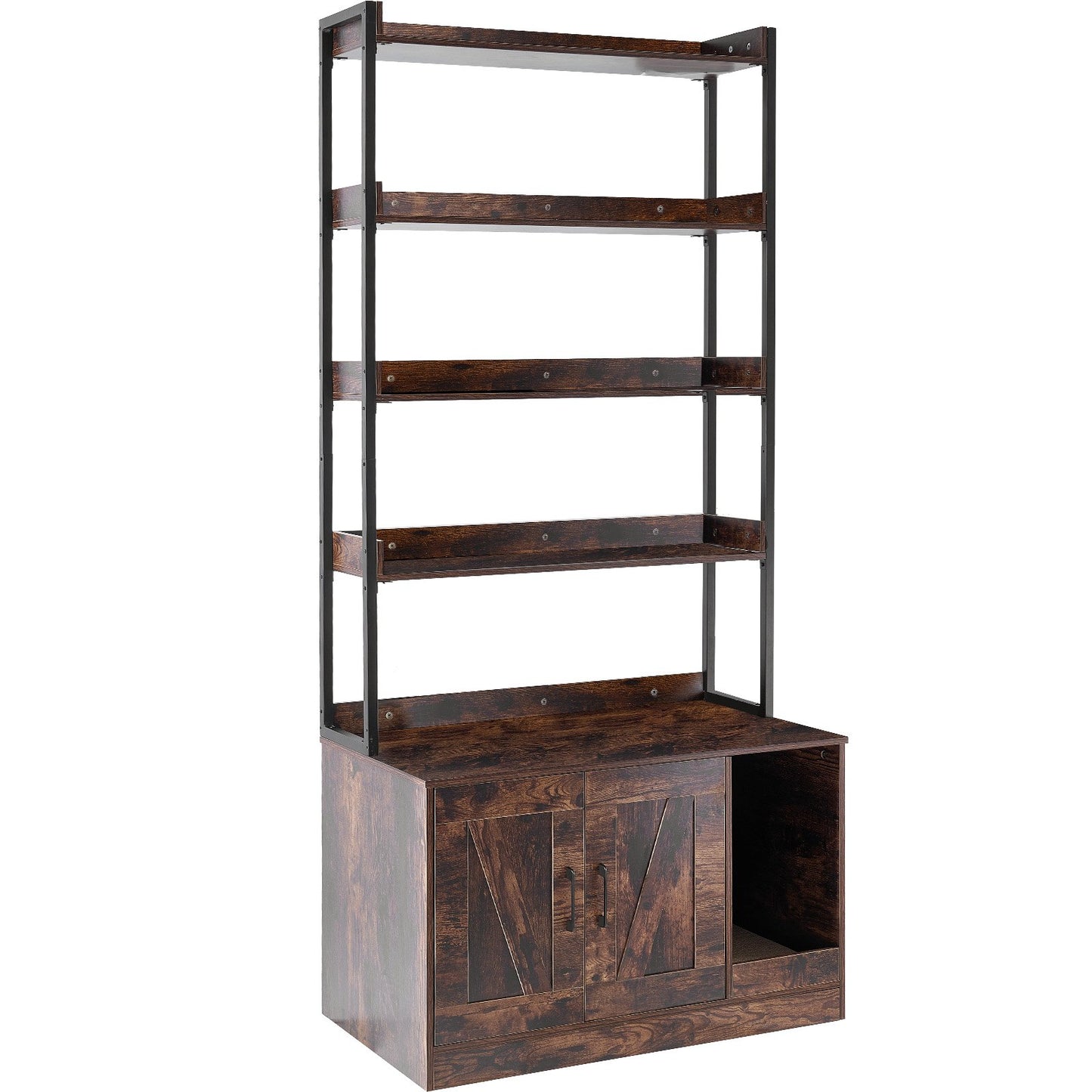 VEVOR Cat Litter Box Enclosure Wooden Litter Box Furniture Hidden with 4 Shelves Pet Care > Cat Supplies > Cat Litter Woofy and Whiskers