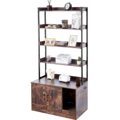 VEVOR Cat Litter Box Enclosure Wooden Litter Box Furniture Hidden with 4 Shelves Pet Care > Cat Supplies > Cat Litter Woofy and Whiskers
