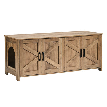 VEVOR Cat Litter Box Enclosure Wooden Litter Box Furniture Hidden 2 Rooms Greige Pet Care > Cat Supplies > Cat Litter Woofy and Whiskers
