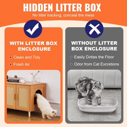 VEVOR Cat Litter Box Enclosure Wooden Litter Box Furniture Hidden for 2 Cats Pet Care > Cat Supplies > Cat Litter Woofy and Whiskers