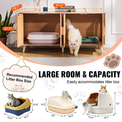 VEVOR Cat Litter Box Enclosure Wooden Litter Box Furniture Hidden for 2 Cats Pet Care > Cat Supplies > Cat Litter Woofy and Whiskers