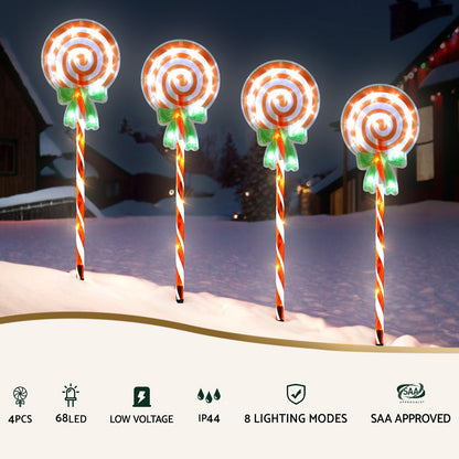 4 PCS Christmas Lights Path Ground Light Garden Decorations 68 LED Jingle Jollys Occasions > Christmas > Outdoor Decorations & Lights Woofy and Whiskers