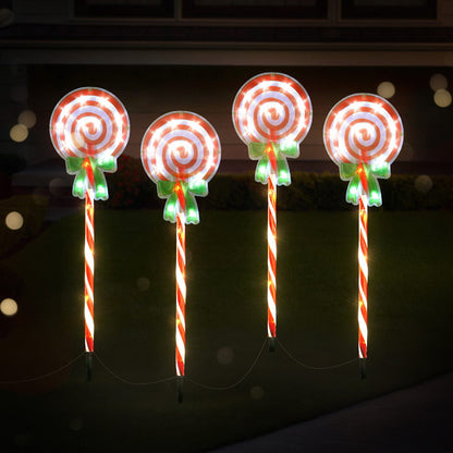 4 PCS Christmas Lights Path Ground Light Garden Decorations 68 LED Jingle Jollys Occasions > Christmas > Outdoor Decorations & Lights Woofy and Whiskers
