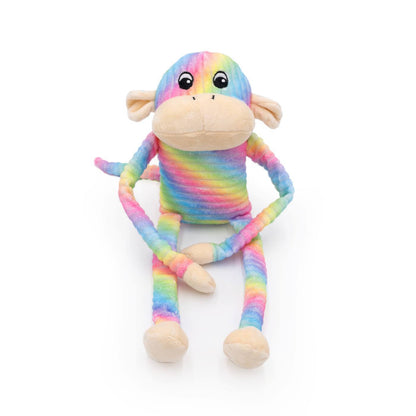 Zippy Paws Spencer the Crinkle Monkey Long Leg Plush Dog Toy - Purple Dog toys zippy paws Rainbow 43cm