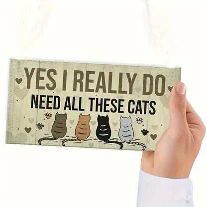 Charming Cat Lover's Wooden Sign - Perfect for Bedroom & Home Decor tin sign J26743