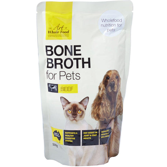 Art of Whole Food Beef Bone Broth for Pets 500gBeef Bone Broth for PetsCatsWoofy and Whiskers