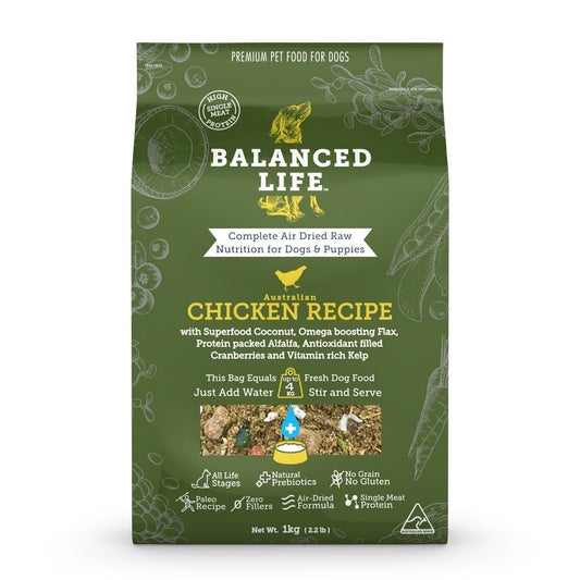 Balanced Life Air Dried Dog Food - Chicken 1kgMade in AustraliaWoofy and Whiskers