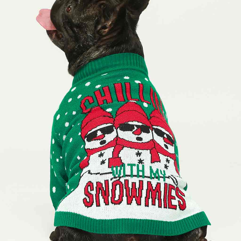 Chillin with My Snowmies Ugly Christmas Sweater christmas dog sweater Fitwarm