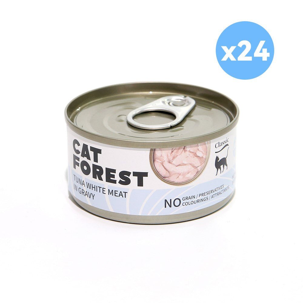 CAT FOREST Classic Tuna White Meat With Seabream In Gravy Cat Canned Food 85G X 24Woofy and Whiskers