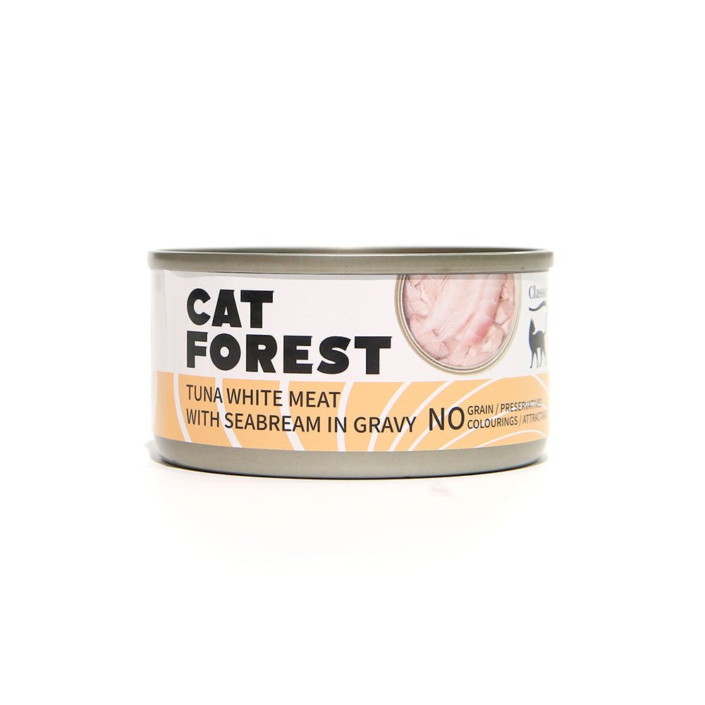 CAT FOREST Classic Tuna White Meat With Seabream In Gravy Cat Canned Food 85G X 24Woofy and Whiskers