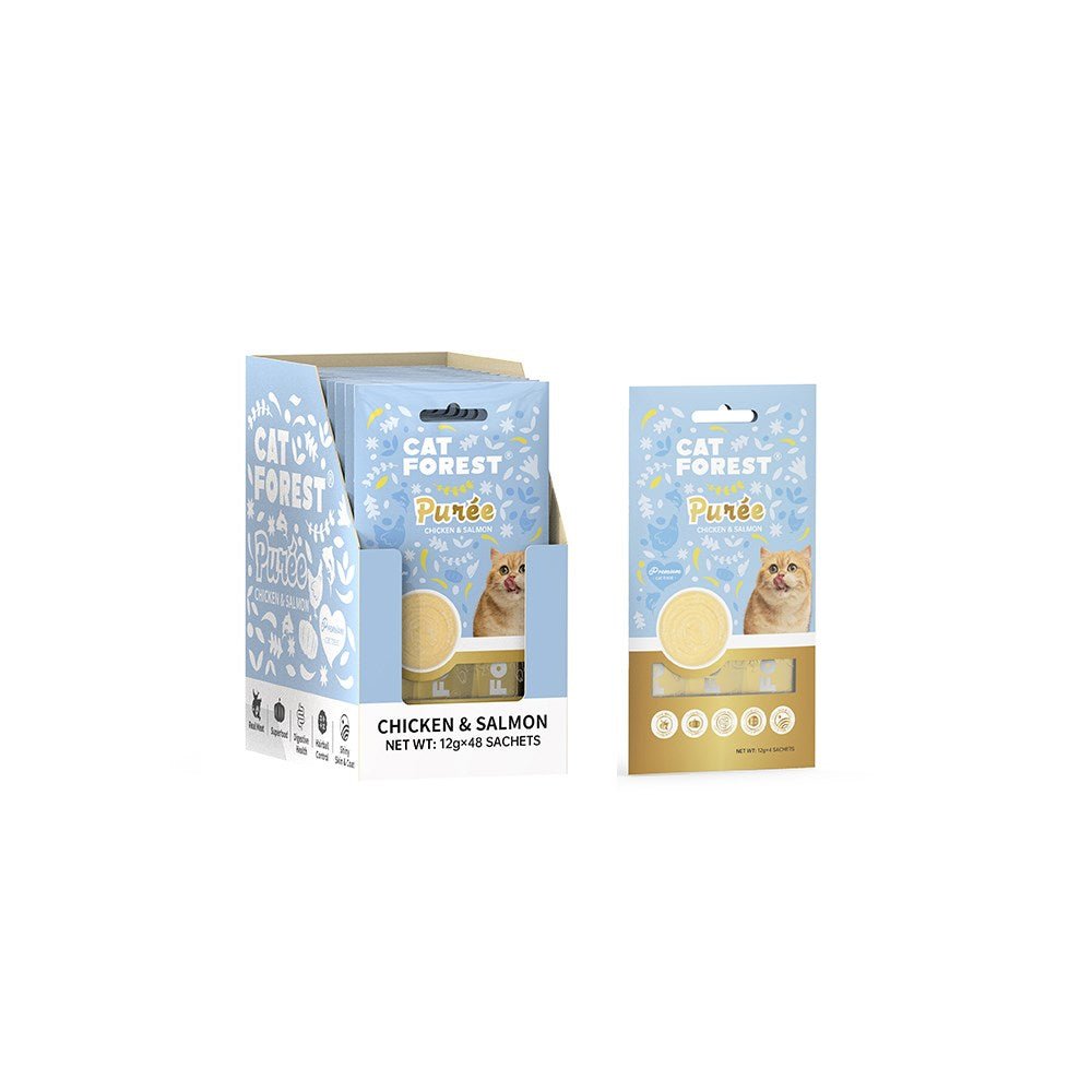 CAT FOREST Puree Chicken With Salmon Cat Treats 12g x 48 Cat treats Cat Forest Salmon
