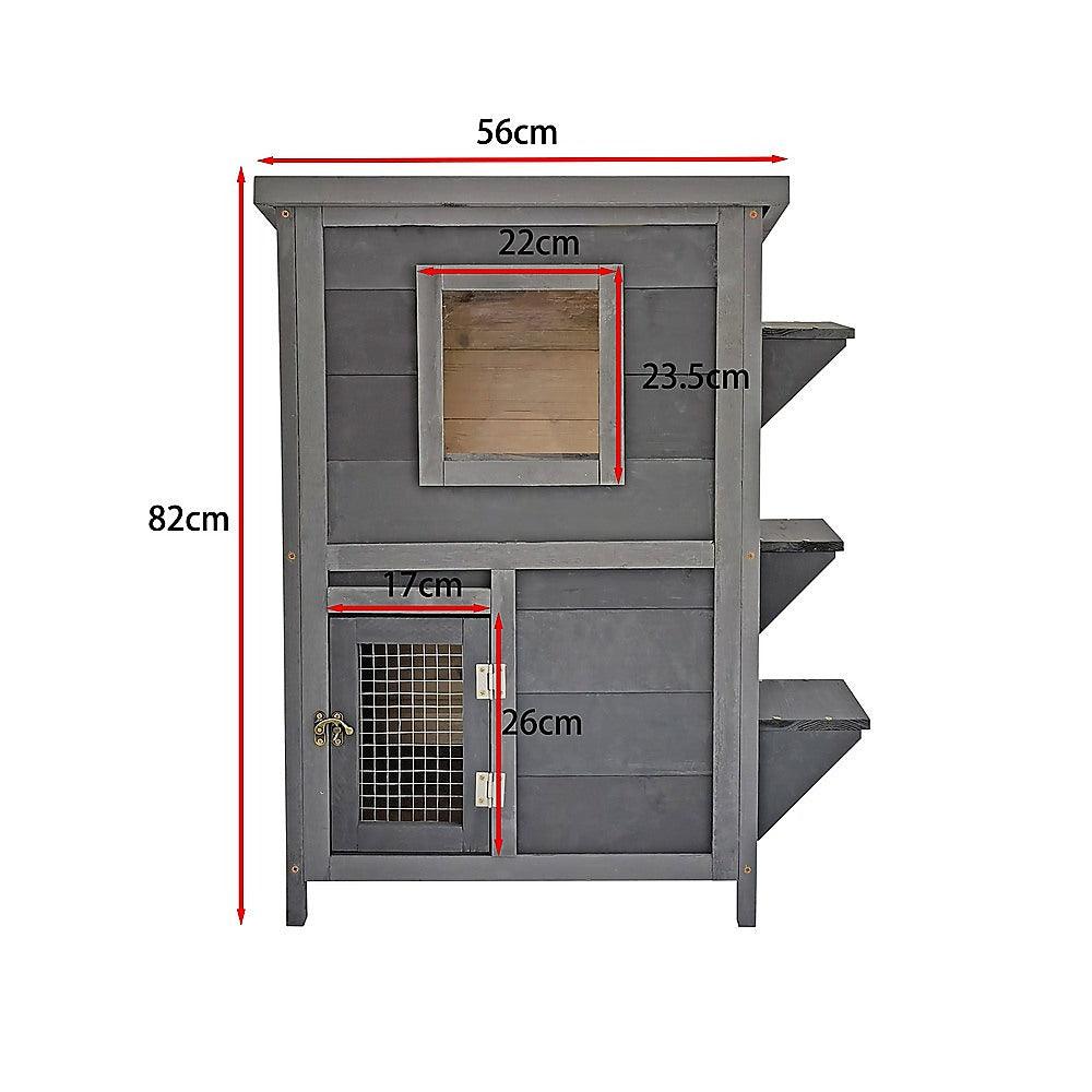 Cat House Weatherproof 2 - Story Indoor Outdoor Wooden Shelter Bitumen RoofBitumen Roof Cat ShelterCat suppliesWoofy and Whiskers