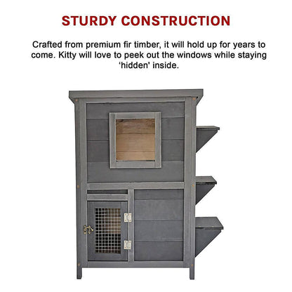 Cat House Weatherproof 2-Story Indoor Outdoor Wooden Shelter Bitumen Roof Pet Care > Cleaning & Maintenance Generic