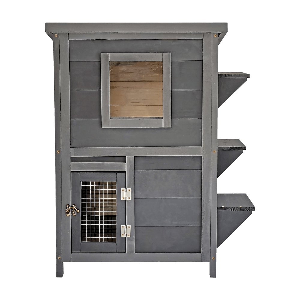 Cat House Weatherproof 2 - Story Indoor Outdoor Wooden Shelter Bitumen RoofBitumen Roof Cat ShelterCat suppliesWoofy and Whiskers