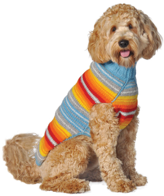 Turquoise Serape Dog Sweater Hand knitted dog jumper Chilli Dog XS