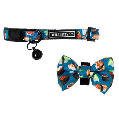Cat Collar & Bow Tie: Sushi Makes Miso Happy cat collar & Bow Tie Little Kitty Co