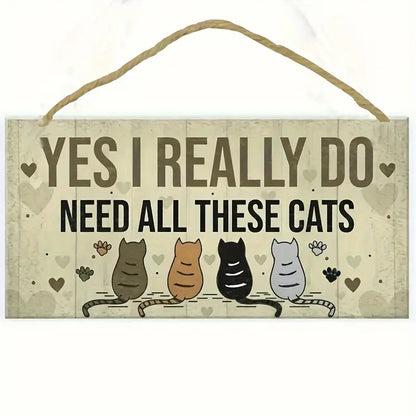 Charming Cat Lover's Wooden Sign - Perfect for Bedroom & Home Decor tin sign J26743