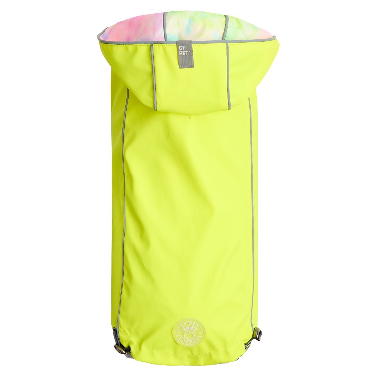 GF Pet Reversible Elasto - Fit Dog Raincoat in Neon Yellow/Soft Tie DyeWoofy and Whiskers