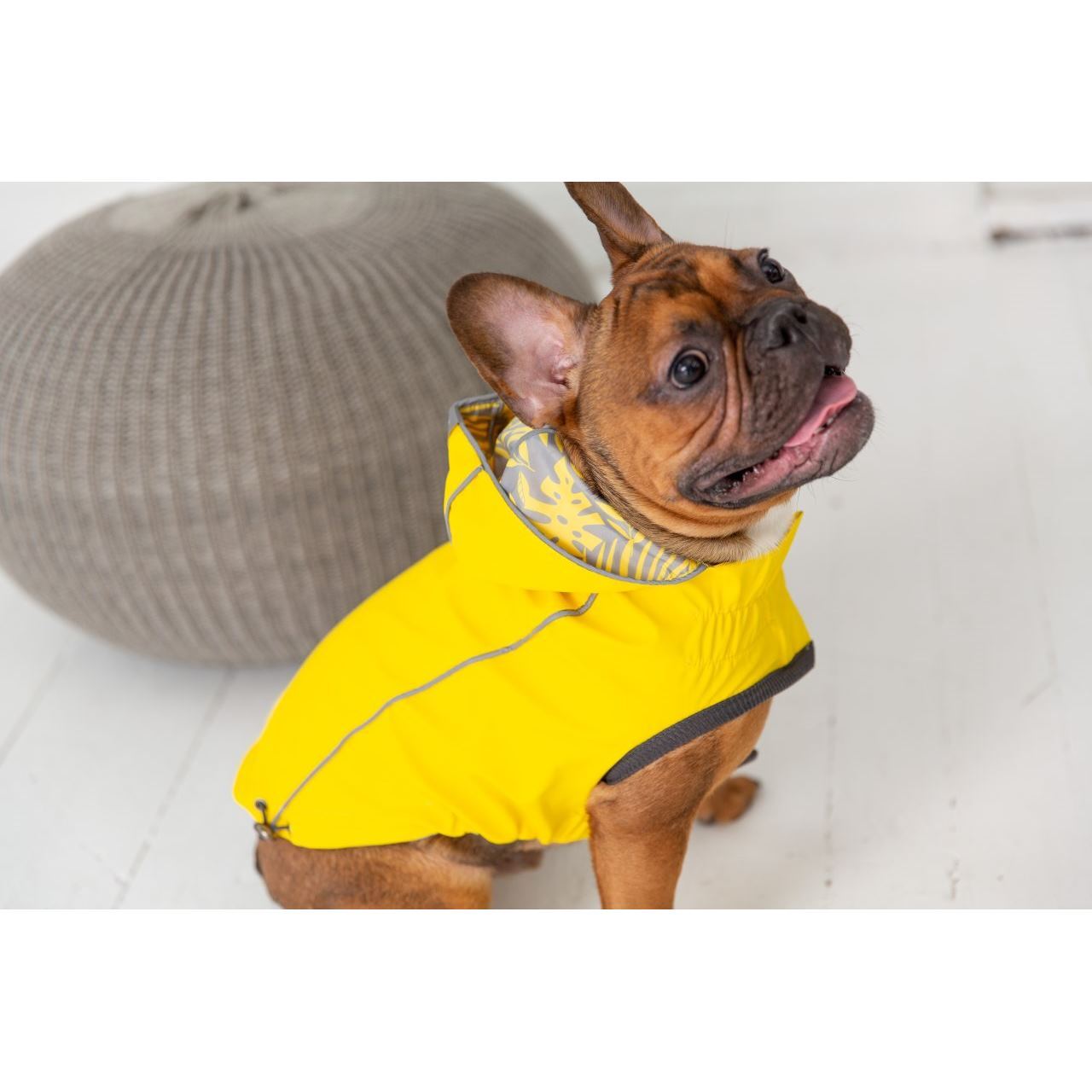 GF Pet Reversible Elasto - Fit Dog Raincoat in Neon Yellow/Soft Tie DyeWoofy and Whiskers