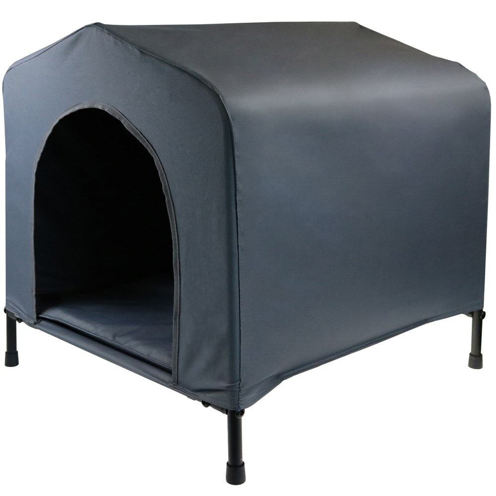 Grey L Portable Flea and Mite Resistant Dog Kennel House W CushionWoofy and Whiskers