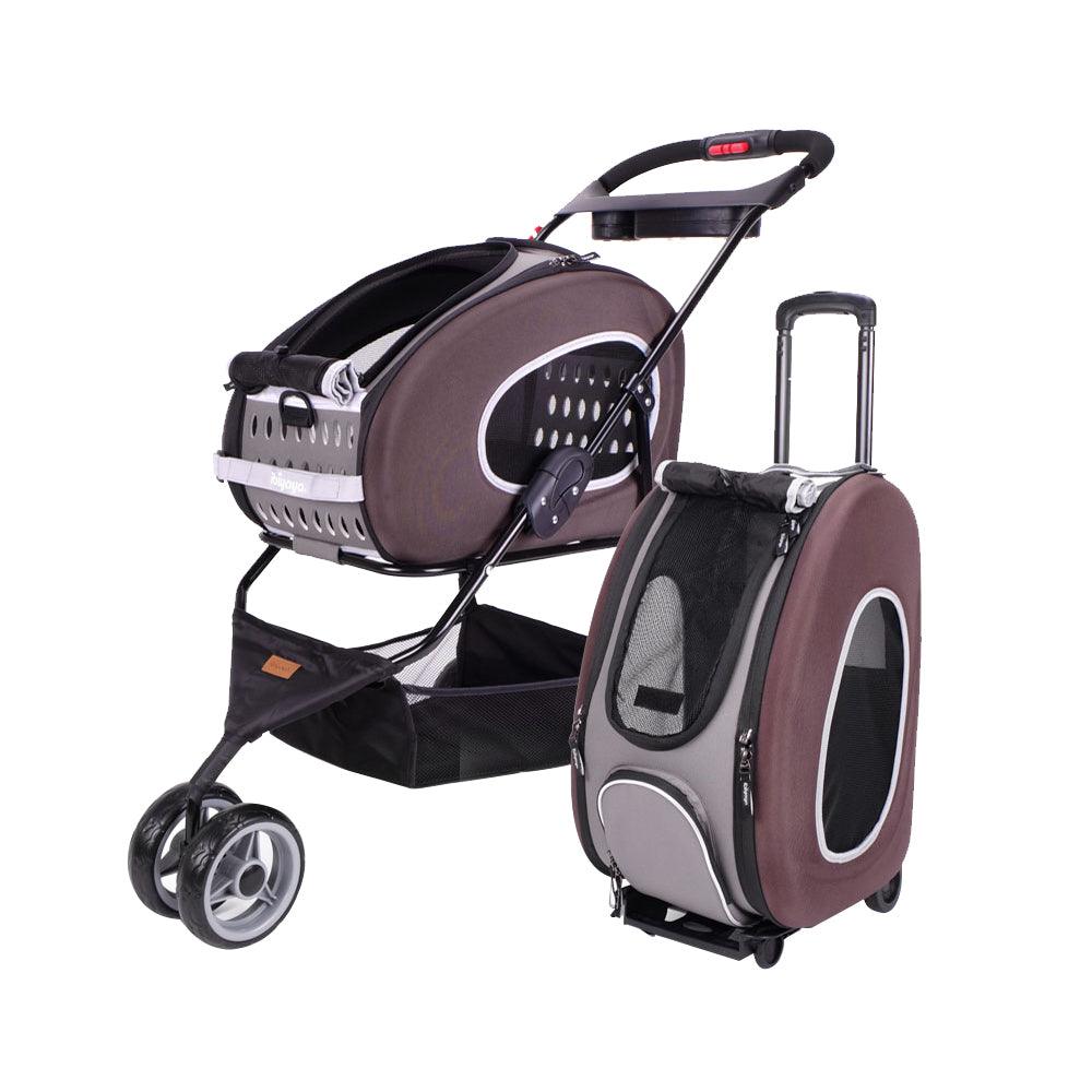 Ibiyaya 5 - 1 Combo Eva Pet Carrier/Pram/Stroller Chocolate.Woofy and Whiskers