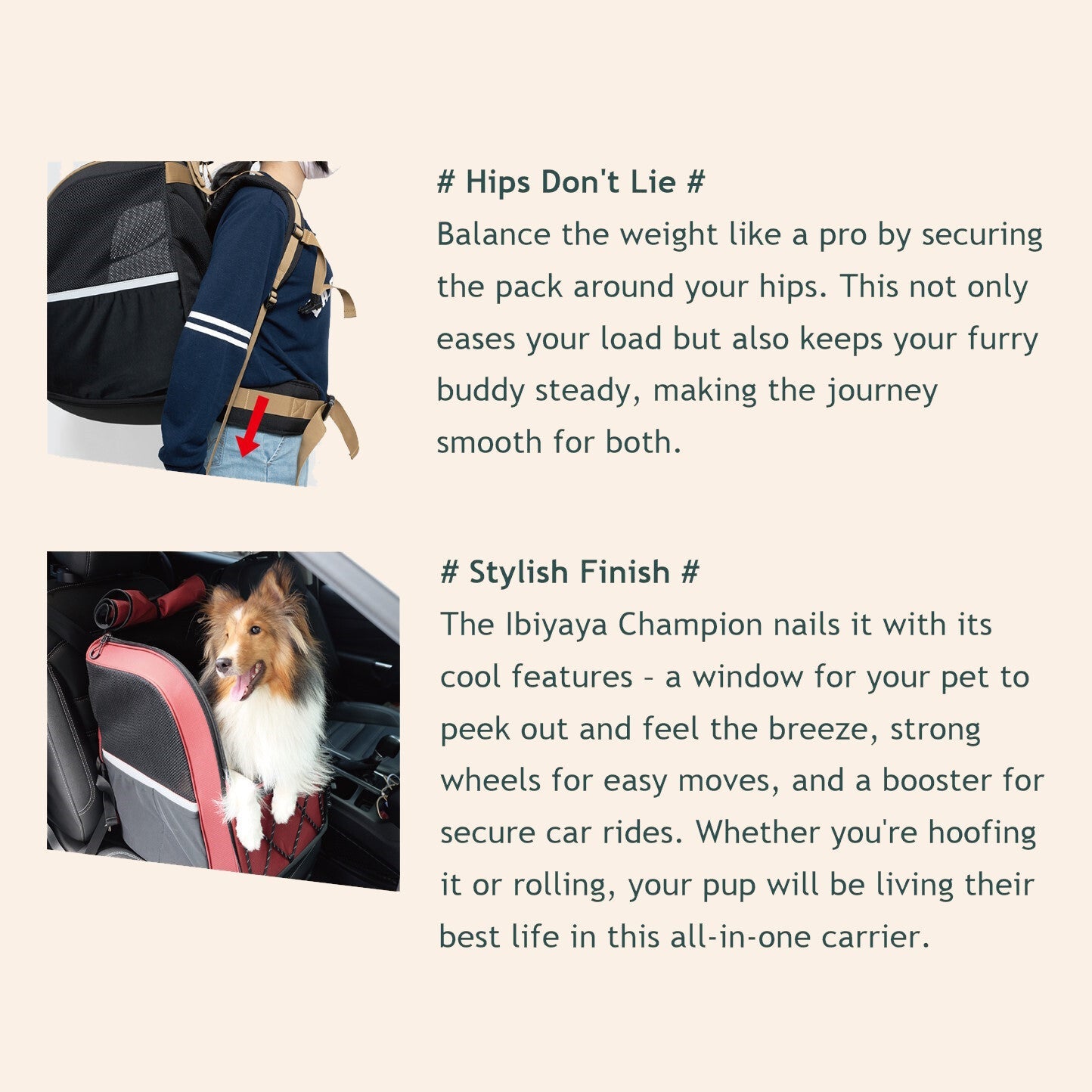 Ibiyaya Champion 3 - in - 1 Carrier, Backpack & Car Seat for Dogs up to 12kg2 in 1 Dog Backpack & Car Seatdog suppliesWoofy and Whiskers