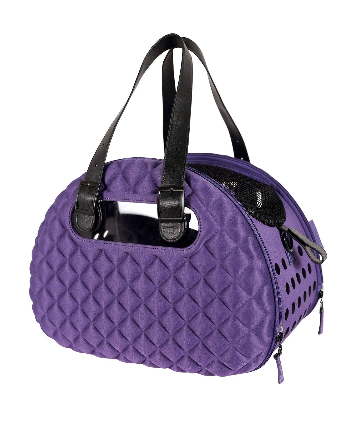 Ibiyaya Collapsible Pet Carrier with Shoulder Strap - Diamond Deluxe PurpleWoofy and Whiskers