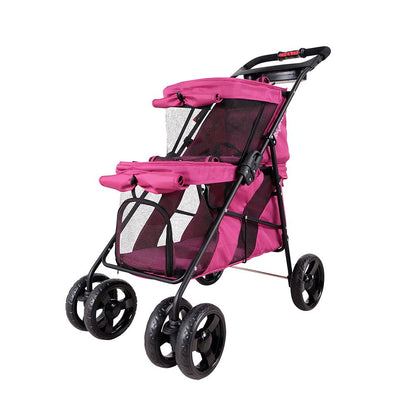 Ibiyaya Double Decker Pet Stroller for Multiple Pets - Silver Gray pet stroller Ibiyaya Red Violet
