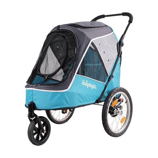 Ibiyaya Happy Pet Trailer / Jogger with Bicycle Attachment 2.0 - Blue2 in 1 Pet Stroller & TrailerCatsWoofy and Whiskers