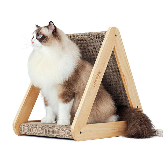 Ibiyaya Hideout Wooden Cat Scratching Post with Replaceable Cardboard InsertsCatsWoofy and Whiskers