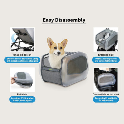 Ibiyaya NeoRider Multi-purpose Detachable Pet Stroller - Silver Mist pet stroller Ibiyaya