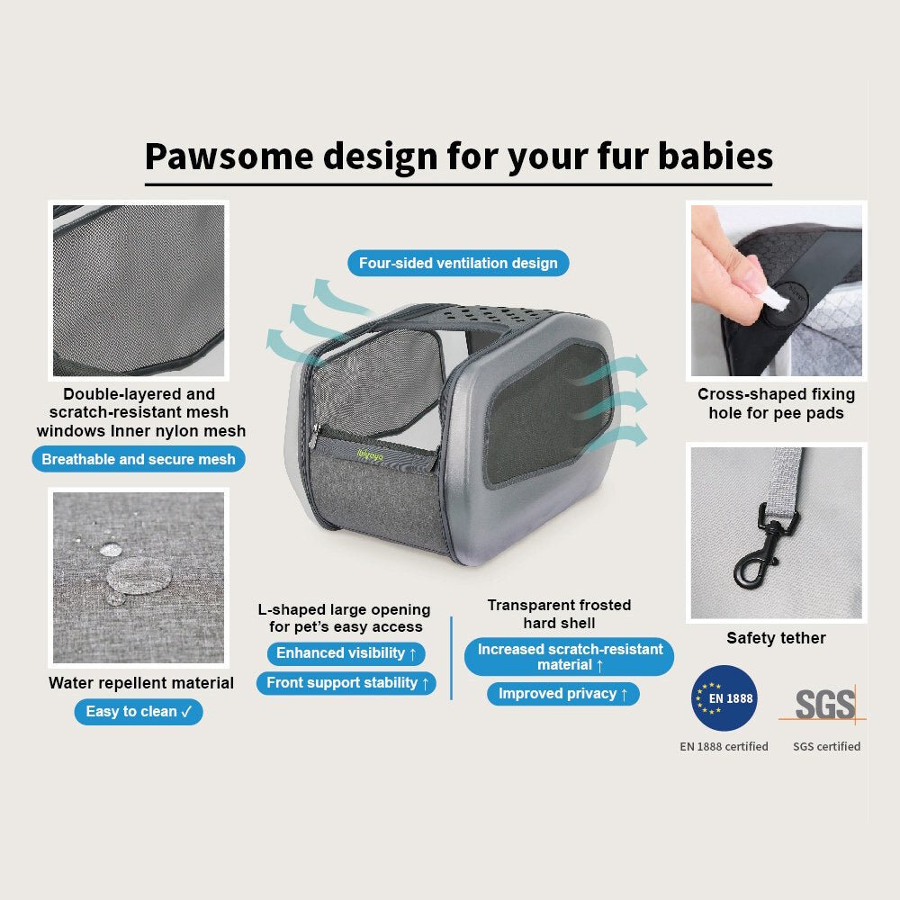 Ibiyaya NeoRider Multi - purpose Detachable Pet Stroller - Silver MistWoofy and Whiskers