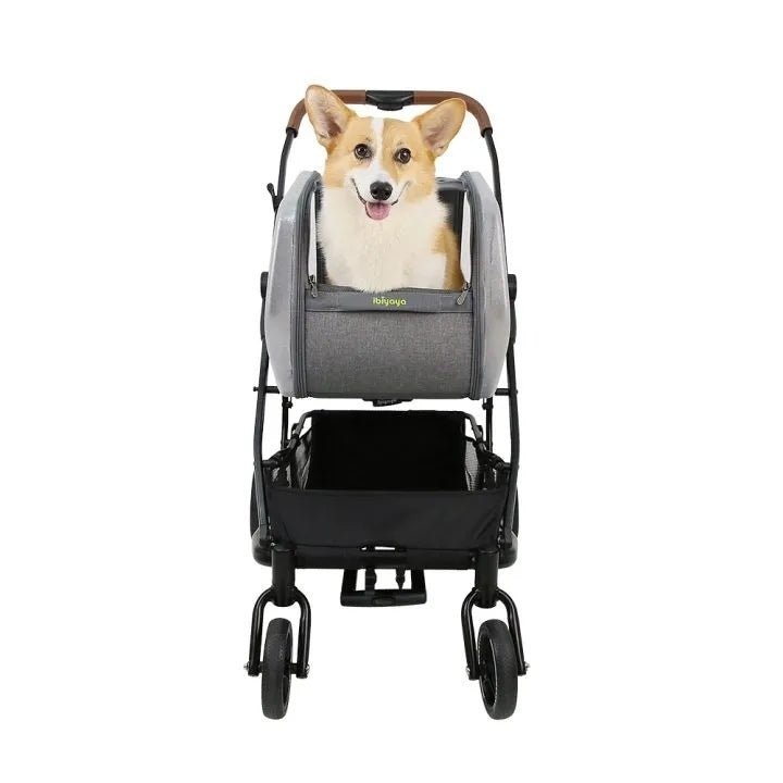 Ibiyaya NeoRider Multi - purpose Detachable Pet Stroller - Silver Mist Woofy and Whiskers