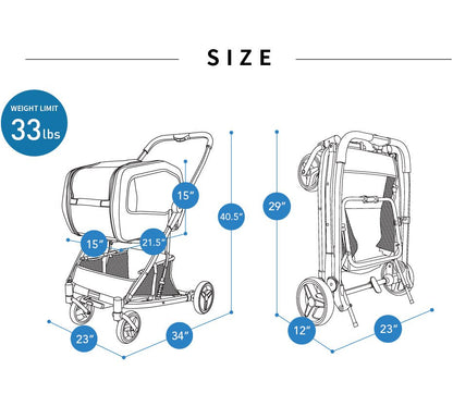Ibiyaya NeoRider Multi-purpose Detachable Pet Stroller - Silver Mist pet stroller Ibiyaya