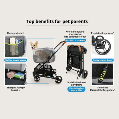 Ibiyaya NeoRider Multi-purpose Detachable Pet Stroller - Silver Mist pet stroller Ibiyaya